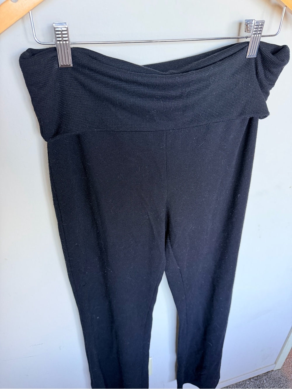 Since Forever Black Fold-Over Waist Knit Leggings | size L